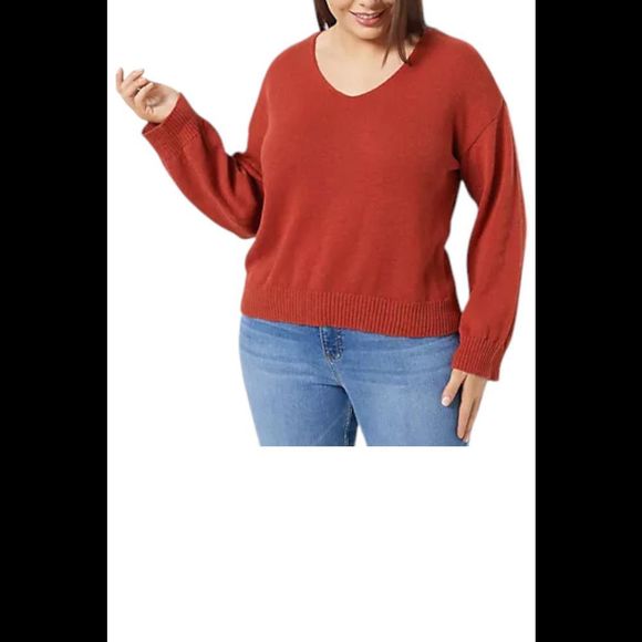 Candace Cameron Bure Drop-Shoulder Open-Weave Sweater Cabernet - Regular - Picture 1 of 1